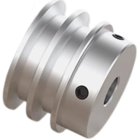 Poulie à double gorge en aluminium 1 pièce Alliage robuste Transmission par courroie ronde Perçage (1/5)