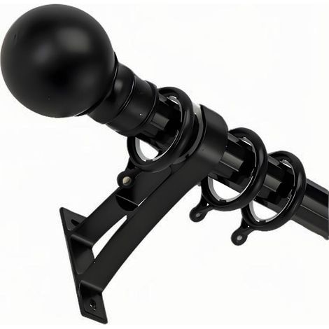 2 pièces tringle double pour store romain, rail noir minimaliste, fixation latérale/supérieure, idéal pour fenêtres modernes