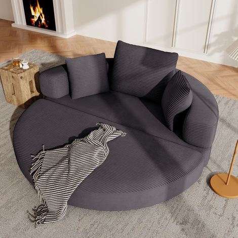 Klappsofabett 173x176 cm schwarz Schaumstoff mit Cordbezug, 2-in-1 als Sofa und Gästebett (1/5)