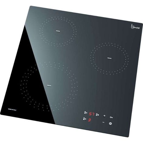 TRIO - Plaque à induction vitrocéramique noire cm. 45 - 3 zones - verre noir (1/4)