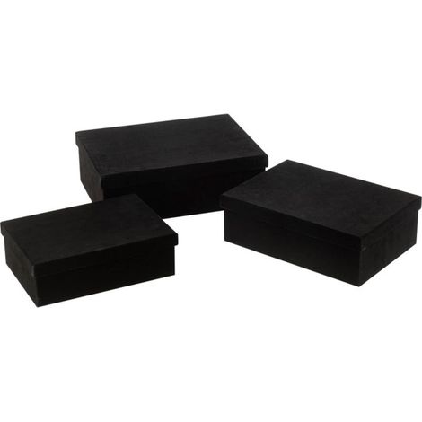 Lot de 3 Boîtes de Rangement "Vaughn" 36cm Noir (1/3)