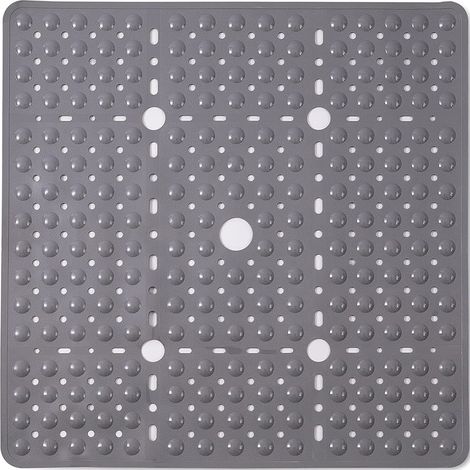 Alfombrilla de ducha antideslizante, alfombrilla de baño cuadrada de 69x69 cm, libre de BPA, resistente al moho y lavable a máquina, color gris. (1/5)
