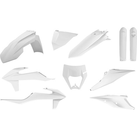 Kit di plastiche Polisport per KTM EXC 20-23, bianche e resistenti.