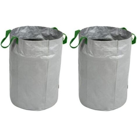 BUNTHAUS Lntyq Sac Jardin Déchet, 2 Pièces Sac à Ordures de Jardin Pliable et Réutilisable avec Poignée (Argent 100L, 45x63CM) (1/5)