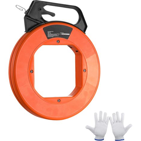 Ruban tire-fil acier 73,2m x 3mm, avec boîtier et poignée optimisés, outil de tirage de câbles flexible, non conducteur, pour murs et gaines électriques. (1/5)