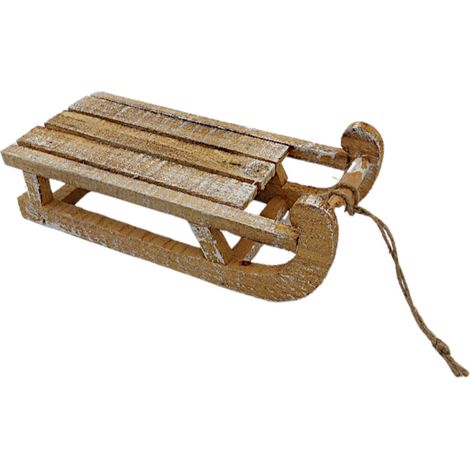 Schlitten aus Holz Dekoschlitten Holzschlitten Weihnachtsdeko Winterdeko 31x14cm - natur (1/3)