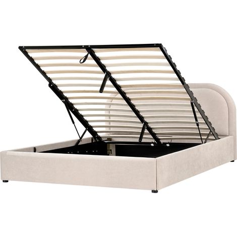 Ottoman Bed Fabric QUILLIEN 160 x 200 cm (EU King Size) Beige (1/5)