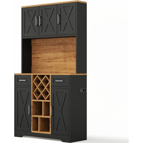 Armadio cucina alto con LED, portabottiglie e vetrina in MDF 105x40x180 cm HOMVRA (1/5)