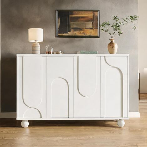 Buffet coloris blanc en mDF métal 120 x 35 x 71 cm (1/5)