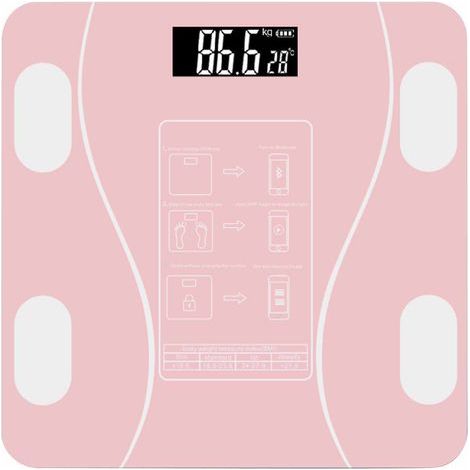 Balance de précision avec analyse intelligente, Bluetooth, rose, poids maximal 180 kg (396 lb), pour hommes et femmes. (1/5)