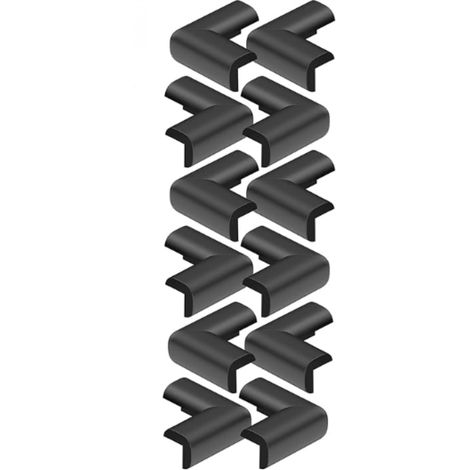 12x Protection pour Bébé – Coussin de Sécurité en Mousse Adhésive pour Angles de Table, Meubles, Bureau et Étagères – Protège-Tête pour Enfant – Noir