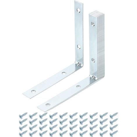 20pcs Équerre d'Angle Metale en Forme de L, 100x15x100mm Équerres d'Assemblage Renforcée à Angle Droit, Corniere Fixation avec Vis pour Étagère en Bois Coin Meubles, Argenté (1/5)