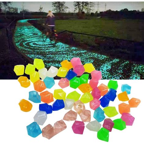 300PCS Pierre Lumineuse, Cailloux Lisses de résine,Pierre Lumineuse Exterieur Décoratives (colorés)