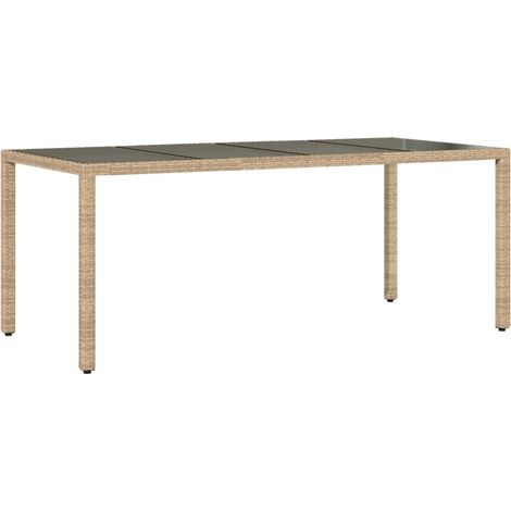 Maison Exclusive - Tavolo da Giardino Piano in Vetro Beige 190x90x75 cm Polyrattan