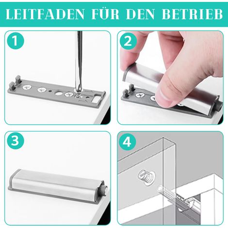 Pression Ouverture Porte - Système Poussoir Pour Porte Meuble Tiroir - Ressort Piston Métallique - Lot de 6 (1/5)