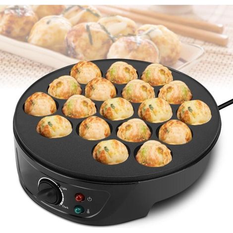 Takoyaki Machine, 18 Grille Ménage Takoyaki Poêle Pancake Ball Mini Électrique Takoyaki Cuisson Pan Puffs Pan DIY Petit Déjeuner Machine pour Boule Japonaise(EU) (1/4)