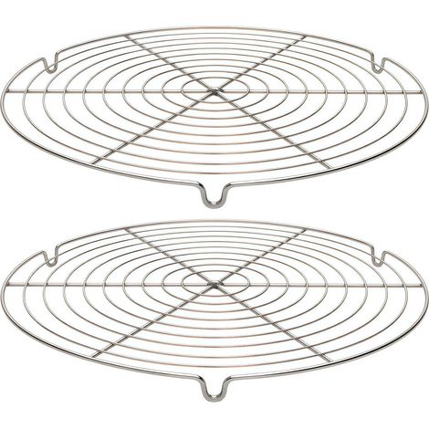 Lot de 2 Grilles de refroidissement, Acier inoxydable 30,5cm, Surface lisse, Pour gâteaux et barbecues (1/5)