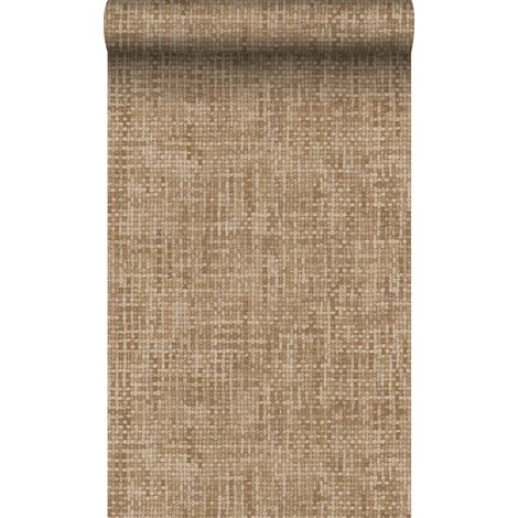 papier peint lin marron beige - Origin Wallcoverings