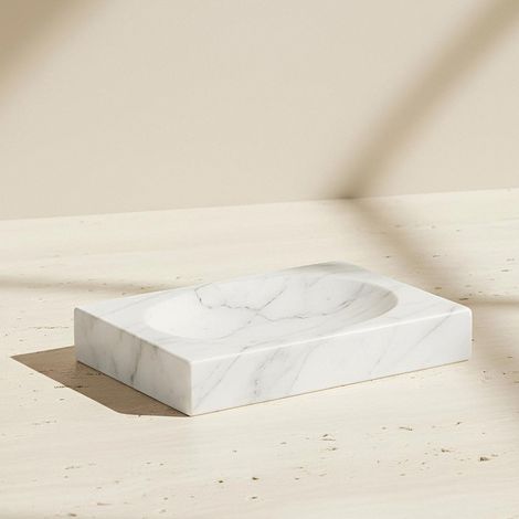 BATHBAZAAR - Porte-savon en marbre véritable blanc mat