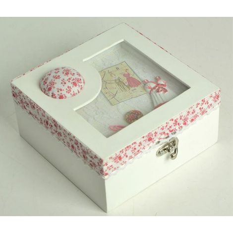 SCATOLA ROSINA 20X20 H.18 CON STOFFA ROSSA Decorazione Casa Design