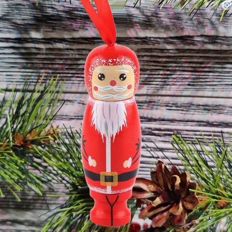 Weihnachtsmann-Anhänger, lustiger Weihnachtsmann-Anhänger, Weihnachtsbaumschmuck aus Holz, lustige handgefertigte Dekoration (1/5)