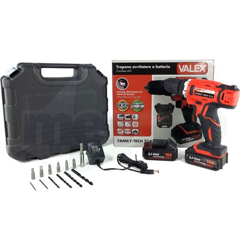 Trapano avvitatore a batteria al litio family-tech 214 utensile valex 1429386 (1/5)