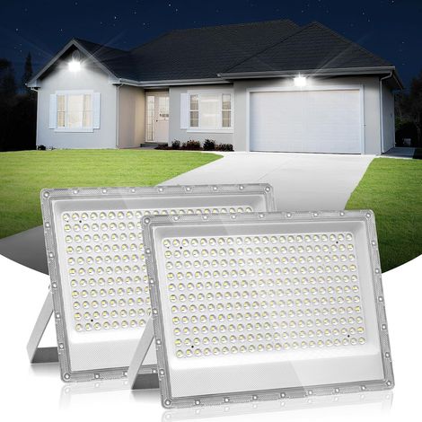 2pc Projecteur Led 200w, Projecteur 200w, éclairage de sécurité LED d'extérieur 6500K, IP66, Blanc lumière du jour, pour entrepôt, jardin, garage, terrasse et parking (1/5)