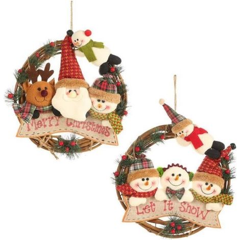 2 PCS Couronne Rotin 30cm Naturel Décoration Porte Entrée Intérieur Fêtes (1/4)