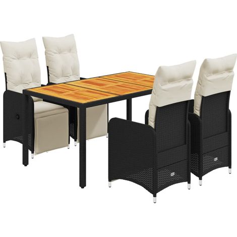 Maison Exclusive - Ensemble de bistro de jardin 5 pcs coussins noir poly rotin (1/5)