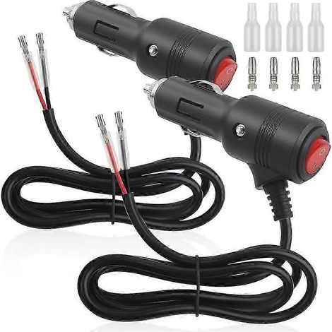 Prise allume-cigare 12V/24V avec interrupteur - rallonge 16AWG, compatible avec les voitures, les camping-cars, les bateaux et les motos (1 mètre). (1/5)