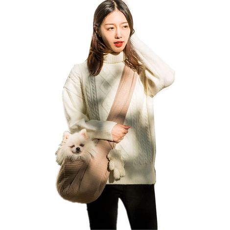 1 Sac de Transport pour Chien Chat, Coton et Polyester, Ouverture Supérieure, Ceinture Sécurité Intérieure, Poches Rangement, Voyage et Extérieur (1/5)