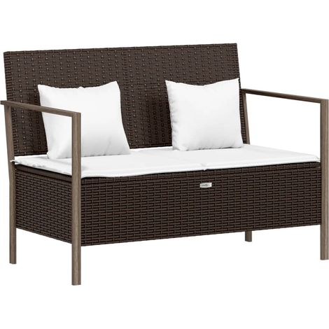 Maison Exclusive - Gartenbank 2-Sitzer mit Kissen Braun Poly Ratt