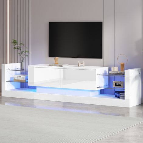 MEUBLIV meuble TV 181 cm blanc – LED intégrée, rangements modernes (1/5)