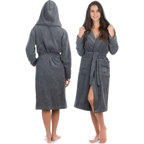Liebenstein Bademantel Damen Größe S Premium Bademantel aus Baumwolle Anthrazit (1/5)