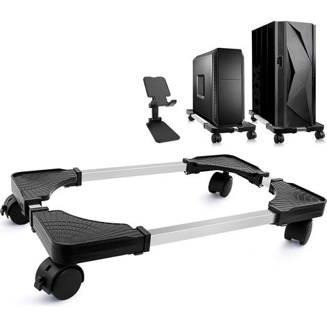 Support Pour Tour Informatique - Réglable - Roulettes 360° - Ventilation Améliorée - Pour Sol Moquette Bureau Maison - 1 Pièce