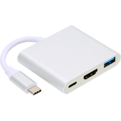 Station d'accueil 3 en 1 Type-C 4K HDMI avec USB PD - Adaptateur multiport argenté (1/5)