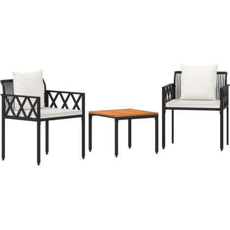 Gartenmöbel-Set 3 pcs Schwarz und Cremeweiß Poly-Rattan vidaXL (1/5)
