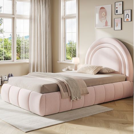 Bett 90x200 Bettgestell Stauraum Samt Rosa OKMYHOME (1/5)