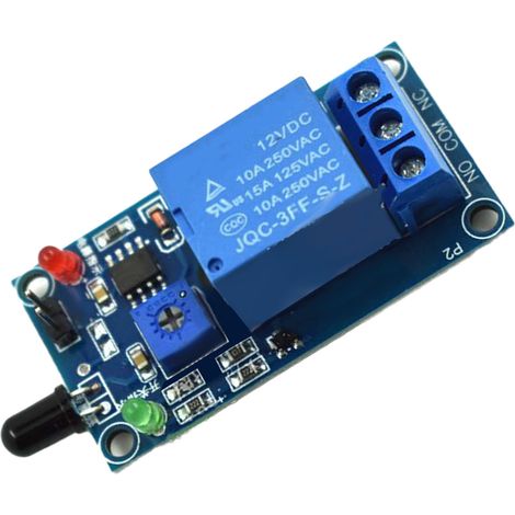 Module de capteur de flamme IR, sensibilité réglable, relais de détection d'alarme incendie DC 12V (1/5)