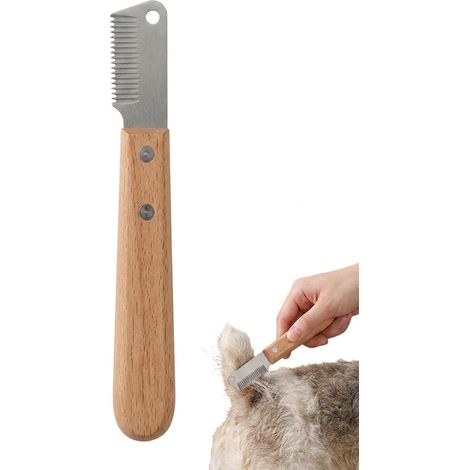 Couteau à Stripper Chien 1 pièce, Lame Métal. Élimination Efficace du Sous-Poil pour Toilettage Doux Terriers (1/5)