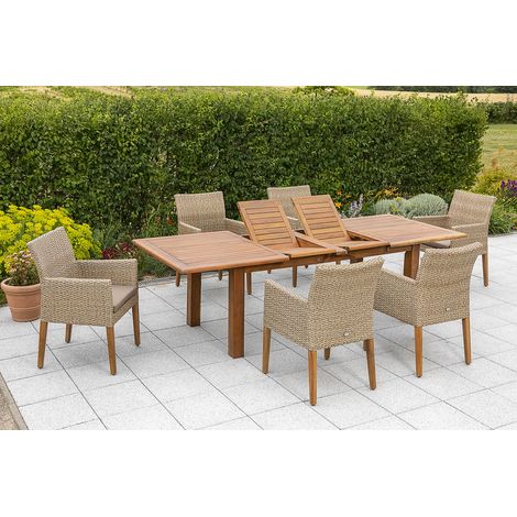 Ranzano Set 7tlg 6 Sessel Kiss Tisch 180(220/260)x100cm