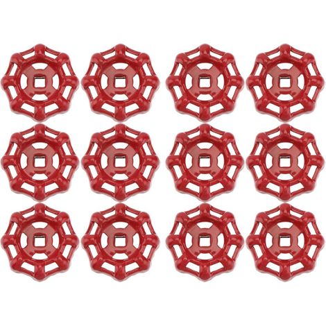 12pcs Poignée de Valve en Fonte Rouge Design Plat, Résistance Faible Fluide, Facile à Ouvrir et Fermer pour Robinetterie Industrielle (1/5)