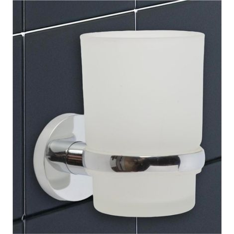 1 - Zahnbürstenhalter - Becher - Selbstklebende Wandhalterung ohne Bohren für Bad und Dusche - Chrom - 20 x 10 cm (1/5)