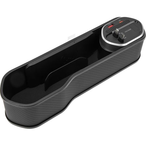 2-in-1 Autositz-Konsolen-Seitenorganizer mit integriertem Ladegerät, universeller Aufbewahrungsbox für Sitzlücken, 12-24V DC Netzteil. (1/5)