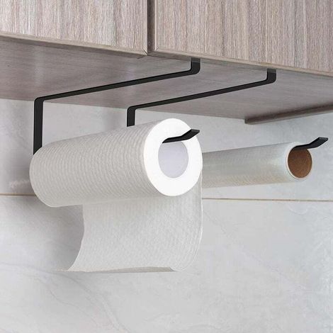 Set mit 2 Papierhandtuchhaltern (27 cm), die ohne Bohren auskommen, für Küche und Bad, schwarz (1/3)