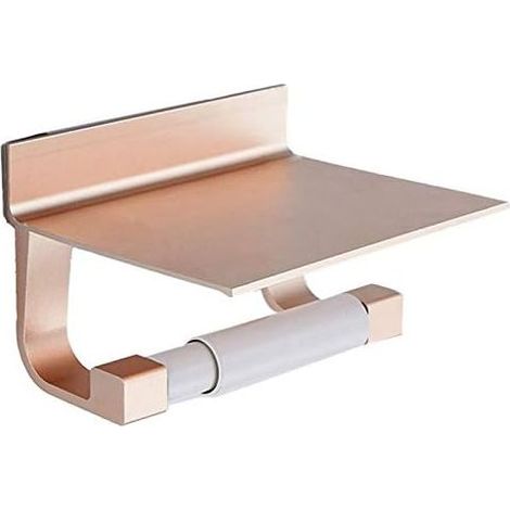 Porte-papier toilette avec étagère porte-papier hygiénique - Or rose (1/5)