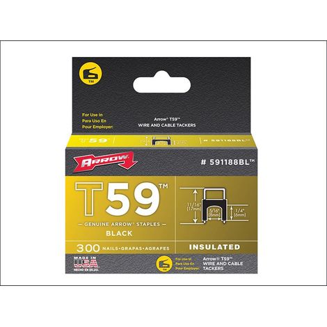T59 Insulated Staples Black 6 x 8mm Box 300 ARR591188BL (1/2)