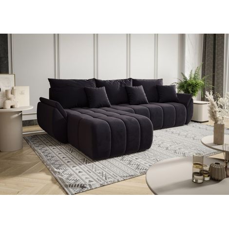 Ecksofa Schlafsofa LOUISE Stoff Monolith Grafit Ottomane Links