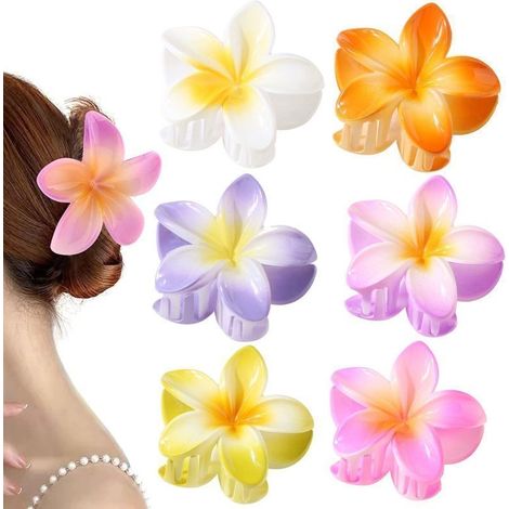 Pinza para el cabello con estampado floral degradado, accesorio para el cabello ideal para viajes a la playa. (1/5)