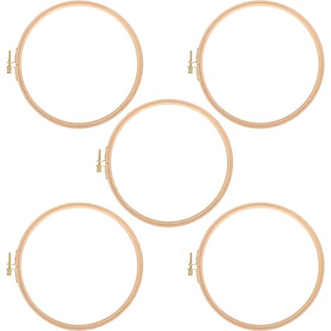 Set aus 5 runden und breiten Stickrahmen aus Bambus, tragbar und für den Tisch, für DIY-Kreuzstichstickerei (19 cm).